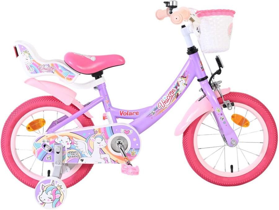 Volare Unicorn Kinderfiets Meisjes 14 inch Paars