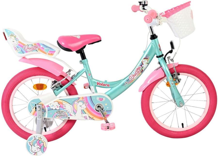 Volare Unicorn Kinderfiets Meisjes 16 inch Groen Twee Handremmen