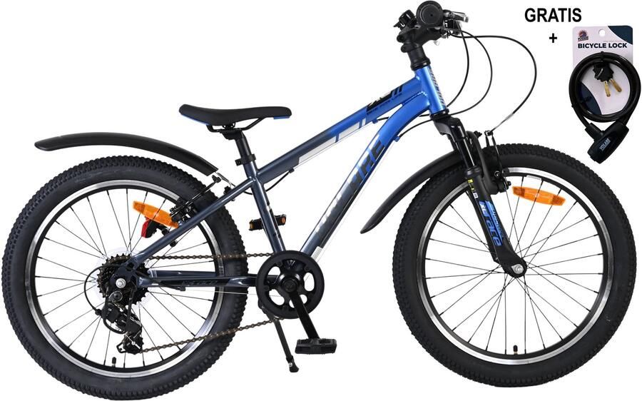 Volare XC Race Kinderfiets 20 inch Blauw Grijs 7 versnellingen Met gratis kabelslot