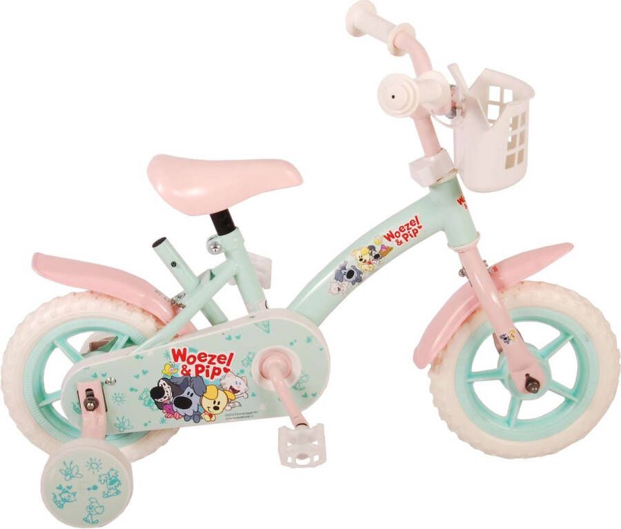 Woezel en Pip Woezel & Pip Kinderfiets Meisjes 10 inch Mint Blauw Roze Doortrapper