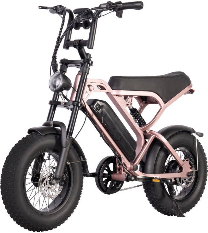 VoltStep V20 Mini Fatbike – Elektrische Fatbike 2025 – 16 Inch – Legaal op de weg – 50 km Actieradius Niet opvoerbaar – Hydraulische rem – Alarm – 2 Jaar Garantie Rose Gold - Foto 2