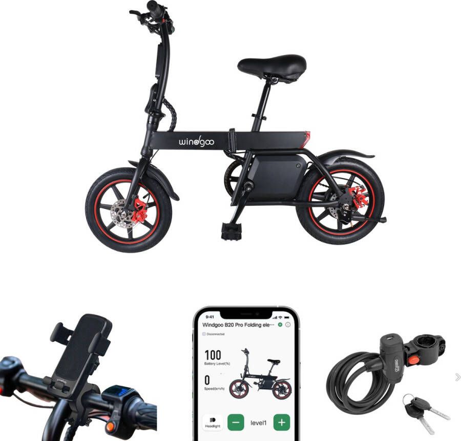 Windgoo B20 V3 Elektrische vouwfiets E Bike 250W motor- 14 Inch 25 KM H Zwart Inclusief slot en telefoonhouder ter waarde van 59 95- 7.5 AH batterij beschrijving: