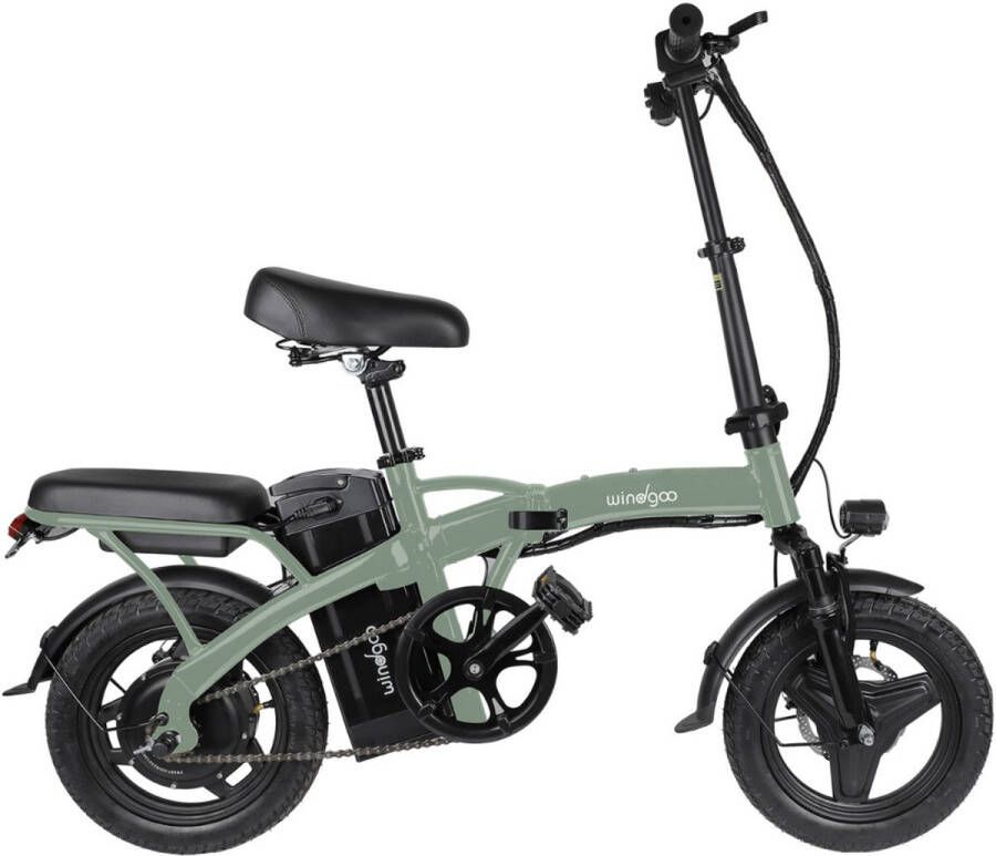 Windgoo B22 Elektrische Vouwfiets Rijklaar Geleverd Smart-app 14 Inch 250W Motor 30 km Actieradius Mechanische Schijfrem Legergroen