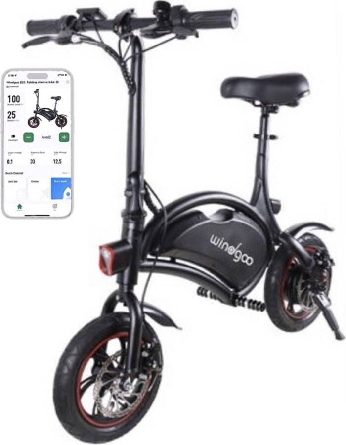 Windgoo B3 Elektrisch mini scooter E step APP IOS Android 250W 6 Ah Zwart