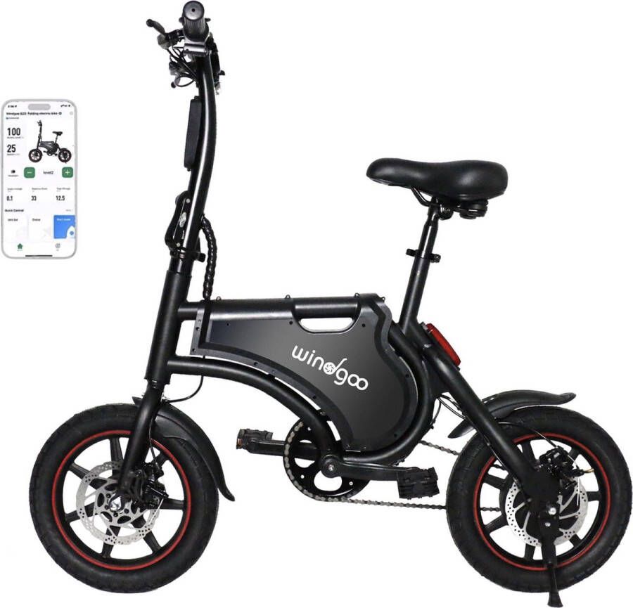 Windgoo B5 Elektrische fiets Vouwfiets E Bike 14 Inch 250W APP Zwart