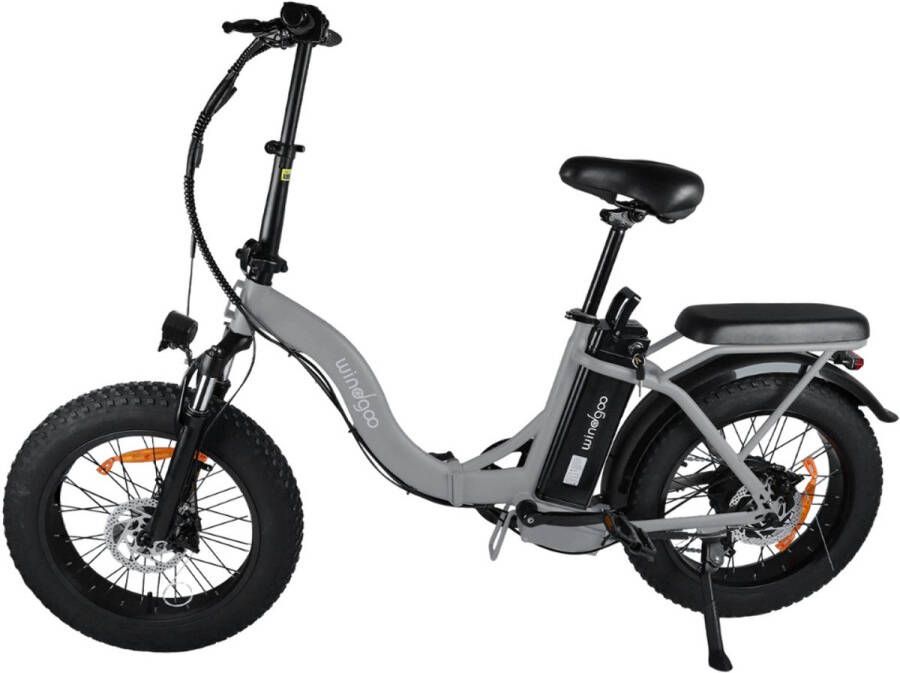 Windgoo E20 Pro Elektrische Vouwfiets – Fatbike Rijklaar Geleverd Smart-app 20 Inch 250W Motor 75 km Actieradius Mechanische Schijfrem Lichtgrijs