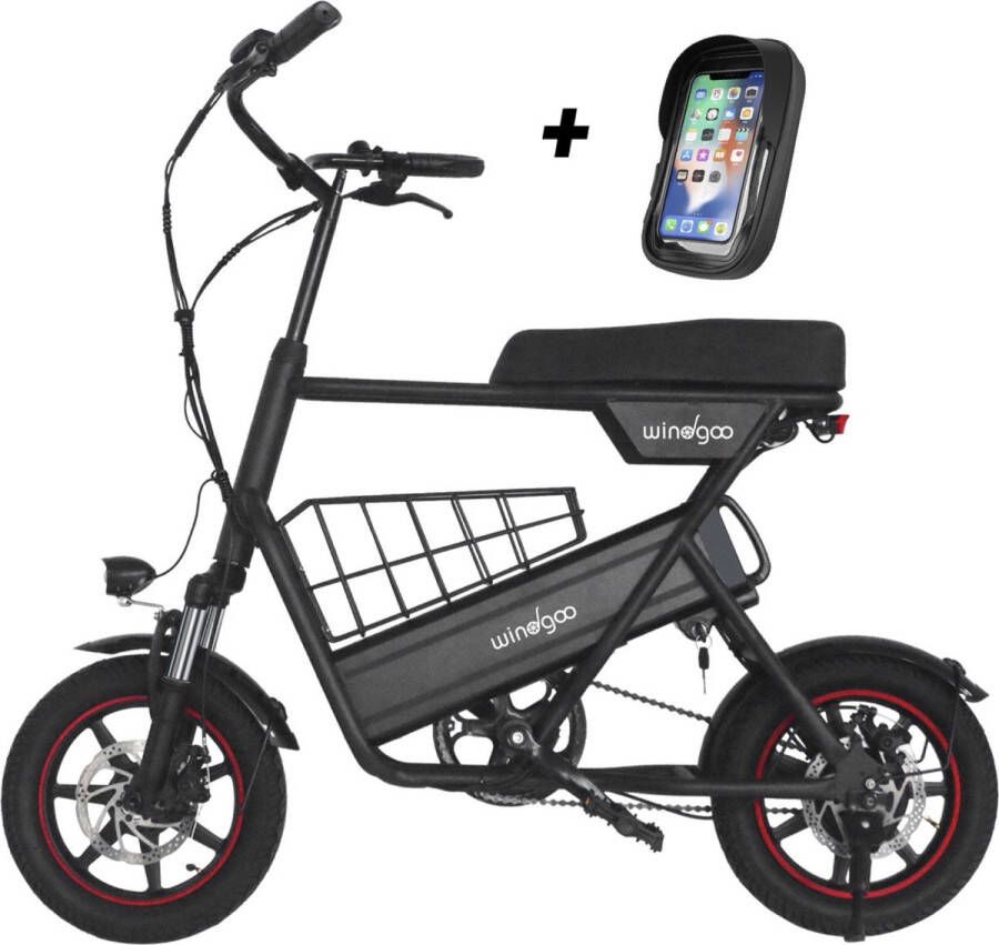 Windgoo F1 Plus Elektrische fiets Mini E bike 14 Inch 250W 7.5Ah Max. 25km h APP IOS Android Zwart