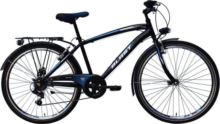 Wings Blast 26 Inch 41 cm Jongens 6V V Brakes Zwart Blauw