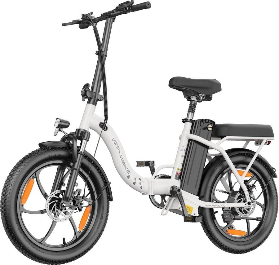 Witambike C16 Opvouwbare Elektrische Fiets – 250W – 48V 16Ah –Tot 100KM Bereik– Shi o 7 Versnellingen – 20×3.0 Inch – Wit