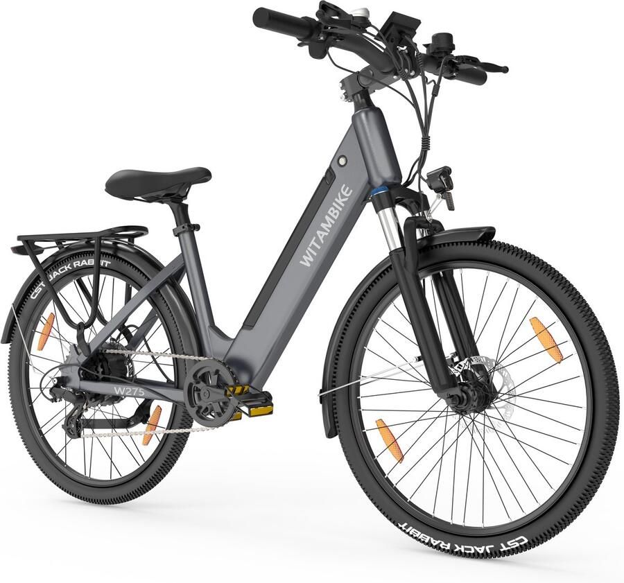 Witambike W275 Elektrische Fiets – 250W – 36V 13Ah – 100KM Actieradius – 27.5” – Shi o 7 Versnellingen – Unisex – Grijs