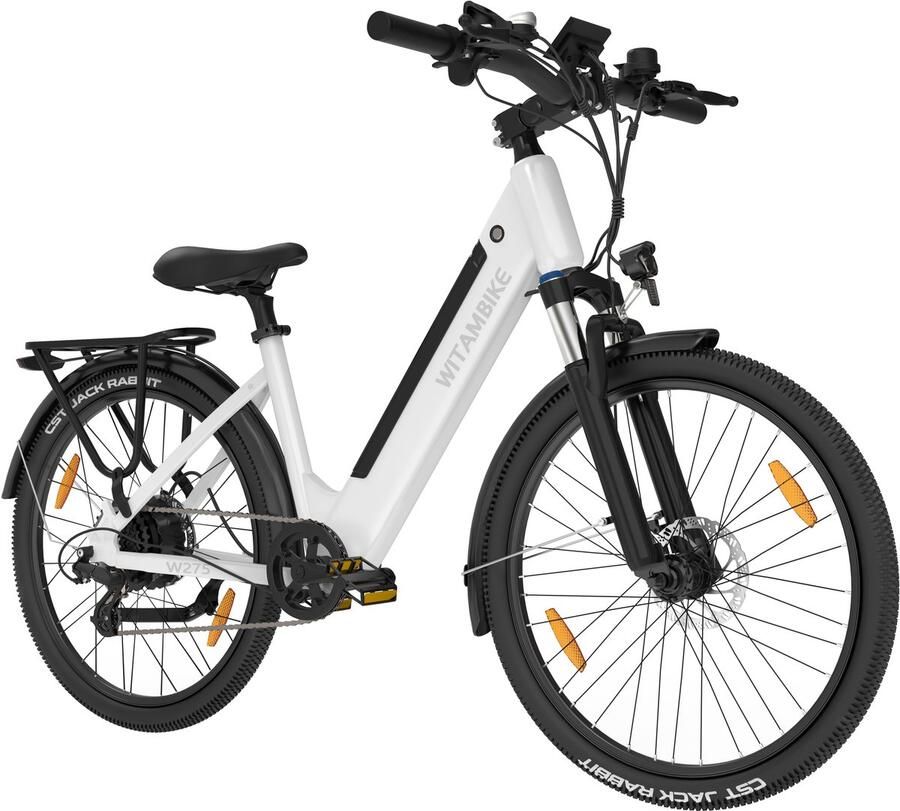 Witambike W275 Elektrische Fiets – 250W Motor – 36V 13Ah – 55-60 km Actieradius – 27.5” – Shi o 7 Versnellingen – Stadsfiets – Wit