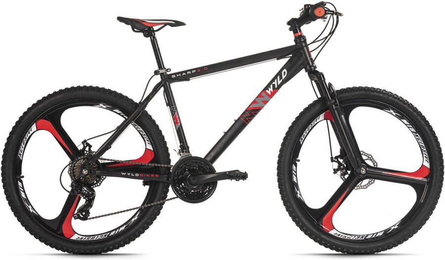 WYLD Fiets Mountainbike Hardtail 26'' Sharp Zwart 21 versnellingen zwart-rood