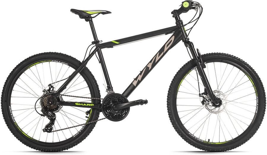 WYLD Fiets Mountainbike Hardtail 26'' Sharp 3.0 Zwart 21 versnellingen zwart-groen