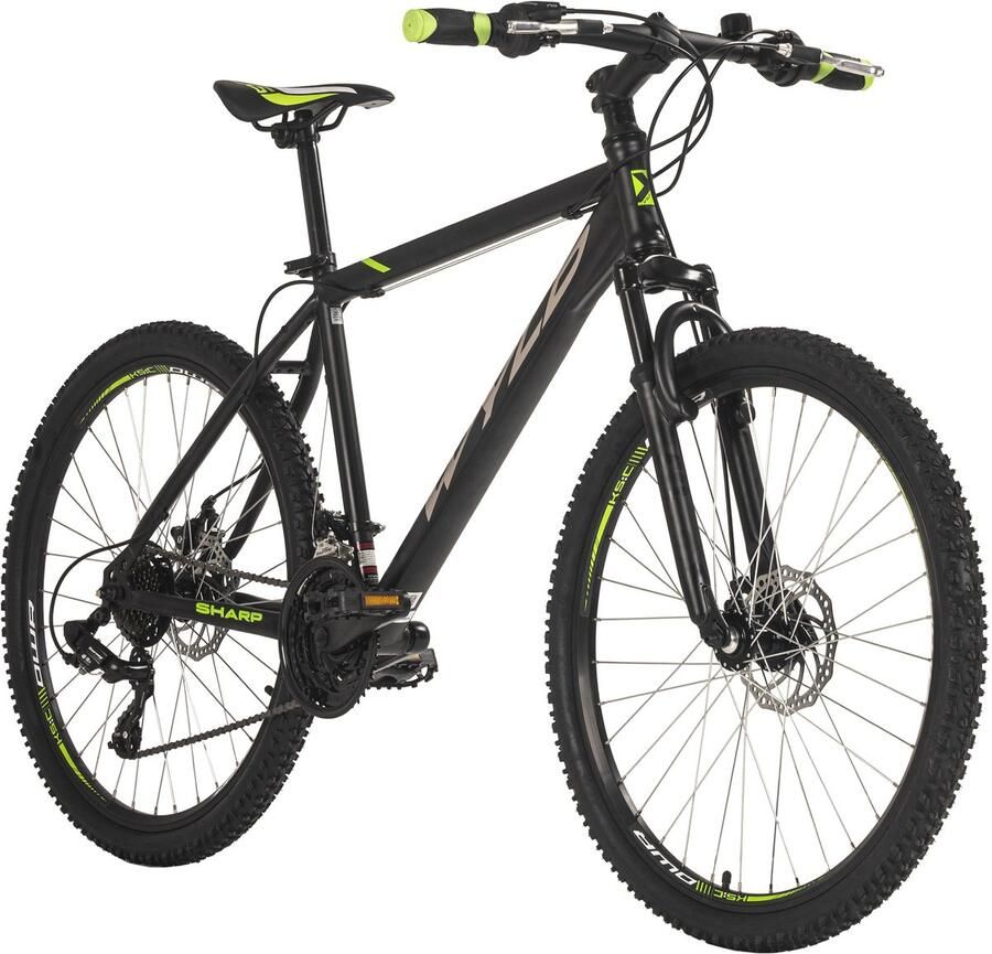 WYLD mountainbike hardtail 26'' Sharp 3.0 zwart-groen 21 versnellingen framemaat 51 cm