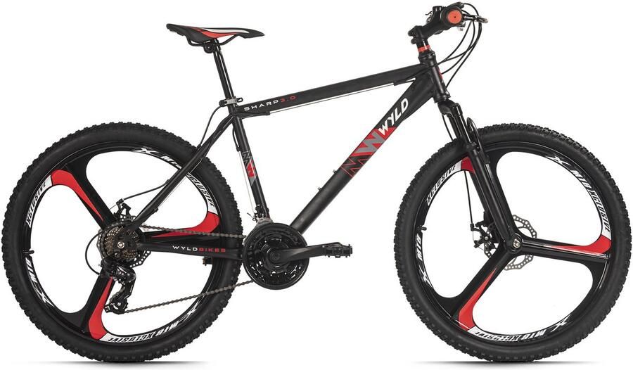 WYLD Mountainbike Hardtail 26 Sharp 3.0 – Zwart Rood – 21 Versnellingen – Framemaat 51 cm