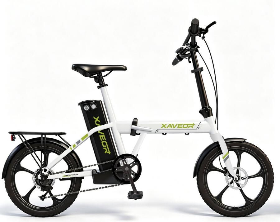 XAVEOR Elektrische Fiets 16 Inch Stads- Forensenfiets Met Uitneembare 36V 13Ah Lithiumbatterij Opvouwbare Elektrische Fiets Met 250W Motor Voor Volwassenen Woon-Werkverkeer Wit
