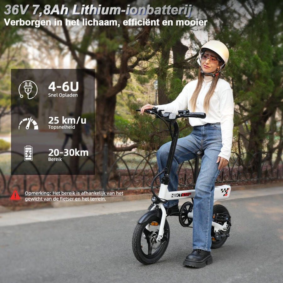 YEE GOO Elektrische fiets LE003 Draagbare e-bike voor woon-werkverkeer in de stad max. snelheid 25 km u 250 W motor 20-30 km actieradius schijfremmen voor en achter LED-verlichting en LCD-display Wit