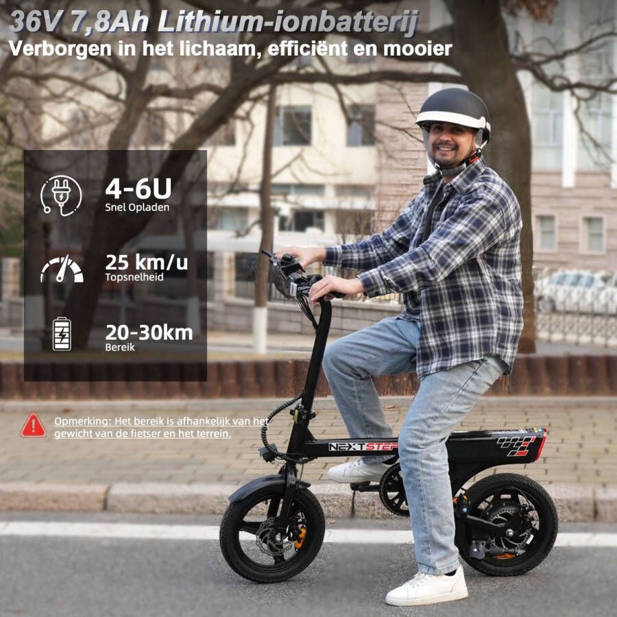 YEE GOO Elektrische fiets Draagbare e-bike voor woon-werkverkeer in de stad Max. Snelheid 25 km u in de Ondersteuningsmodus 250 W Motor 20-30 km Actieradius Schijfrem voor en achter LED-verlichting en LCD-display Zwart - Foto 2