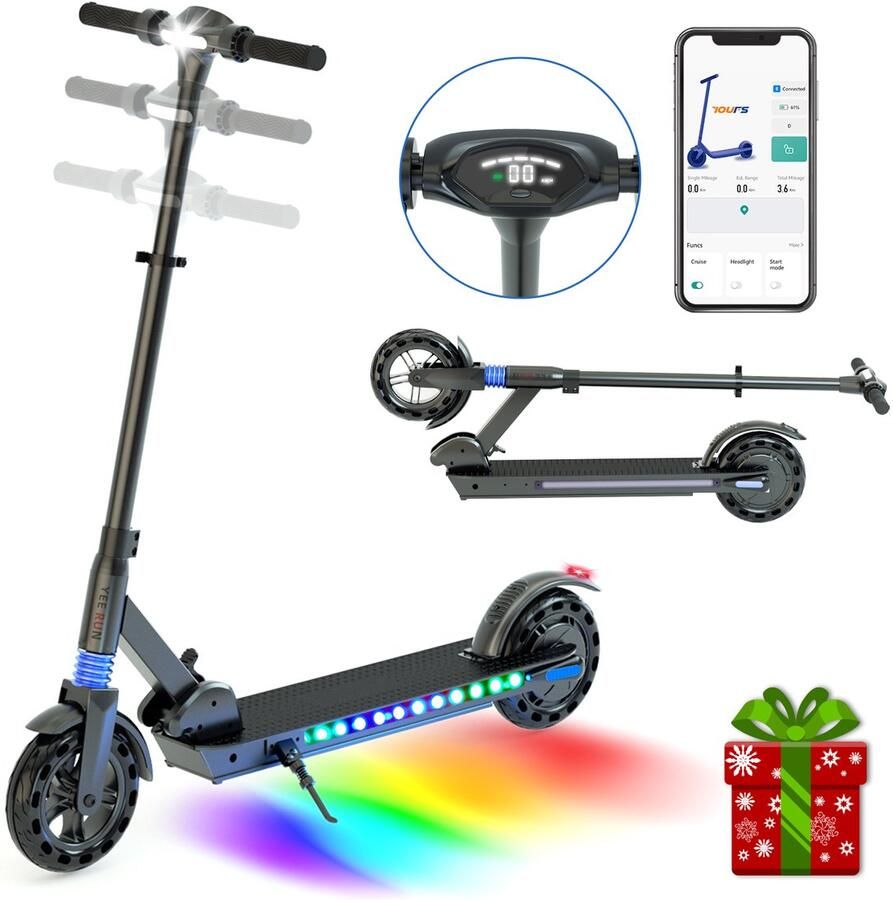 YEE RUN Elektrische Step 250W Motor Maximale snelheid 25 km u Bereik tot 30 km 8″ Banden Met vering Verstelbaar in Hoogte