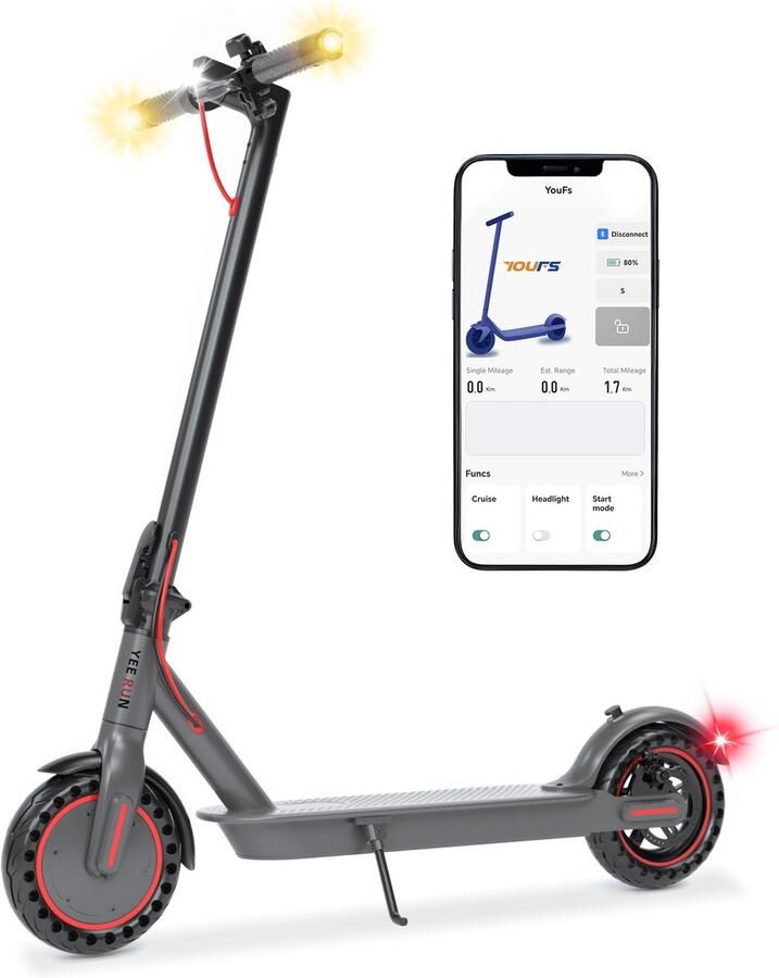 YEE RUN Elektrische Step 350W motor Inklapbaar Electric scooter 25km h Max. snelheid Bereik tot 30km Zwart