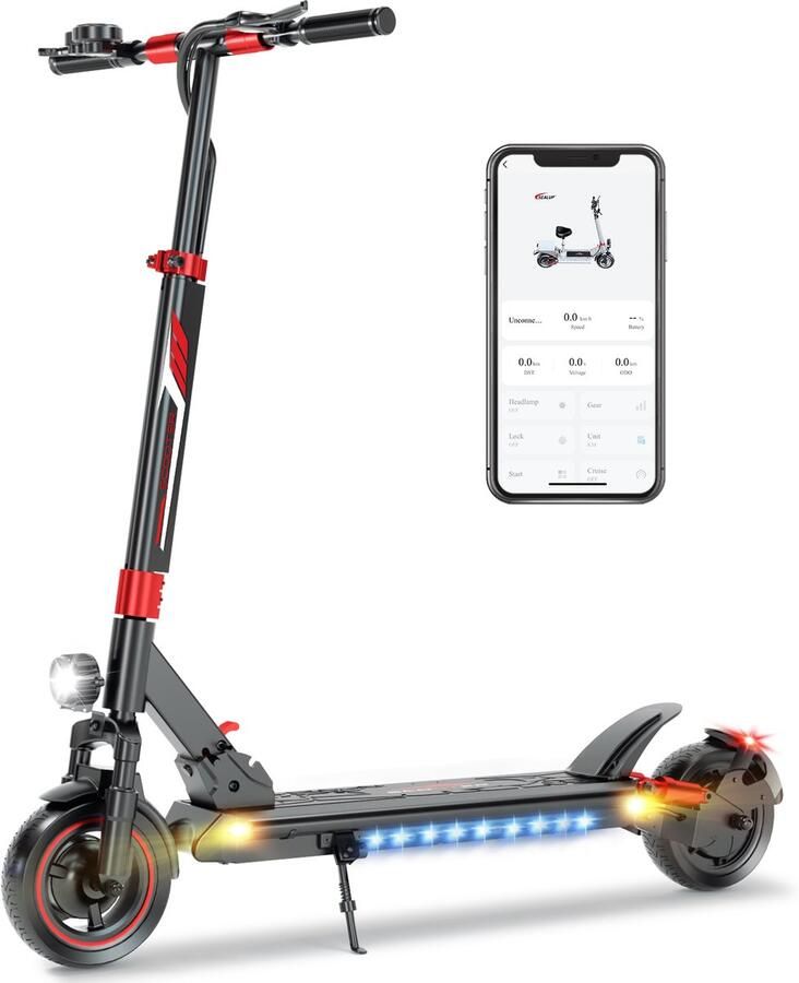 YEE RUN Elektrische step Inklapbaar 500W motor Max. snelheid 25 km u Actieradius 25-30 km Verstelbaar in Hoogte APP Zwart