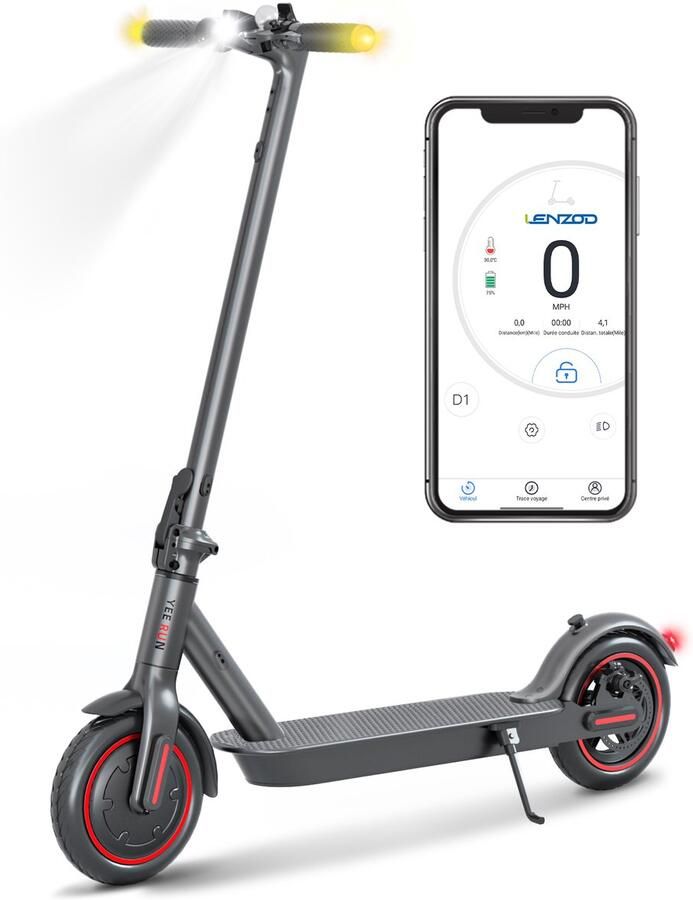 YEE RUN Elektrische Step Opvouwbare elektrische step voor volwassenen 350W Motor Maximale snelheid 20 km u Bereik 25km tot 30 km Maximale belasting 120 kg LED-display en APP Schijfrem