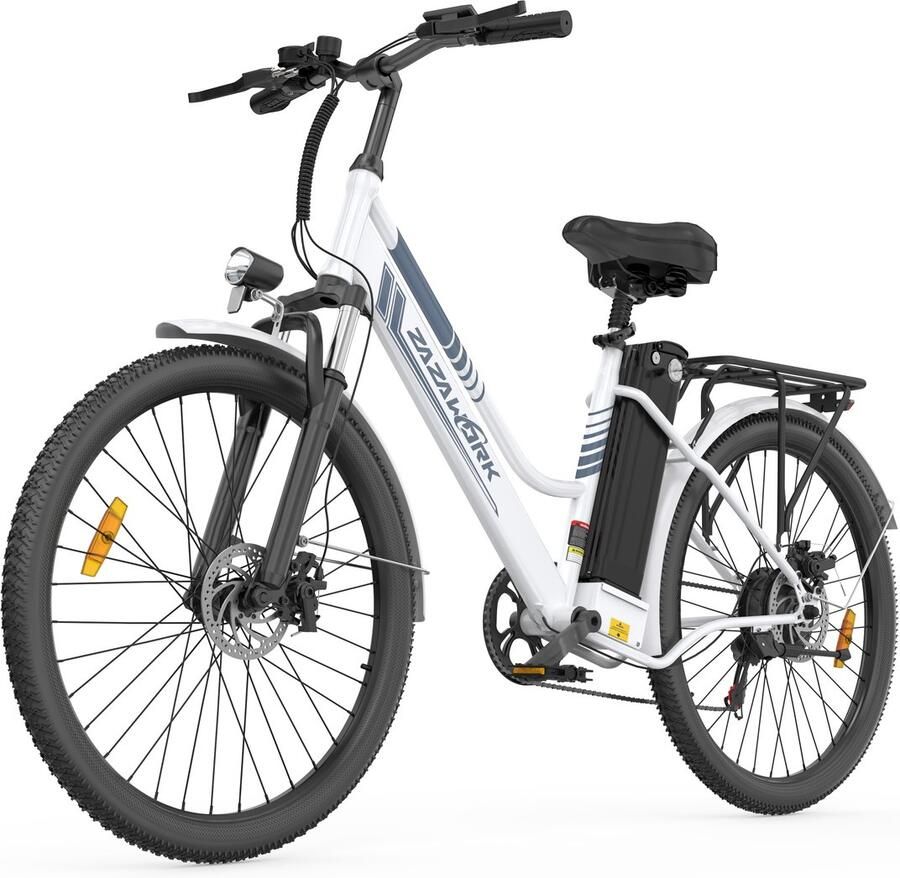 Zazawork C26 PRO Elektrische Stadsfiets 250W Motor – Actieradius 120 km – 26 Inch – Wit