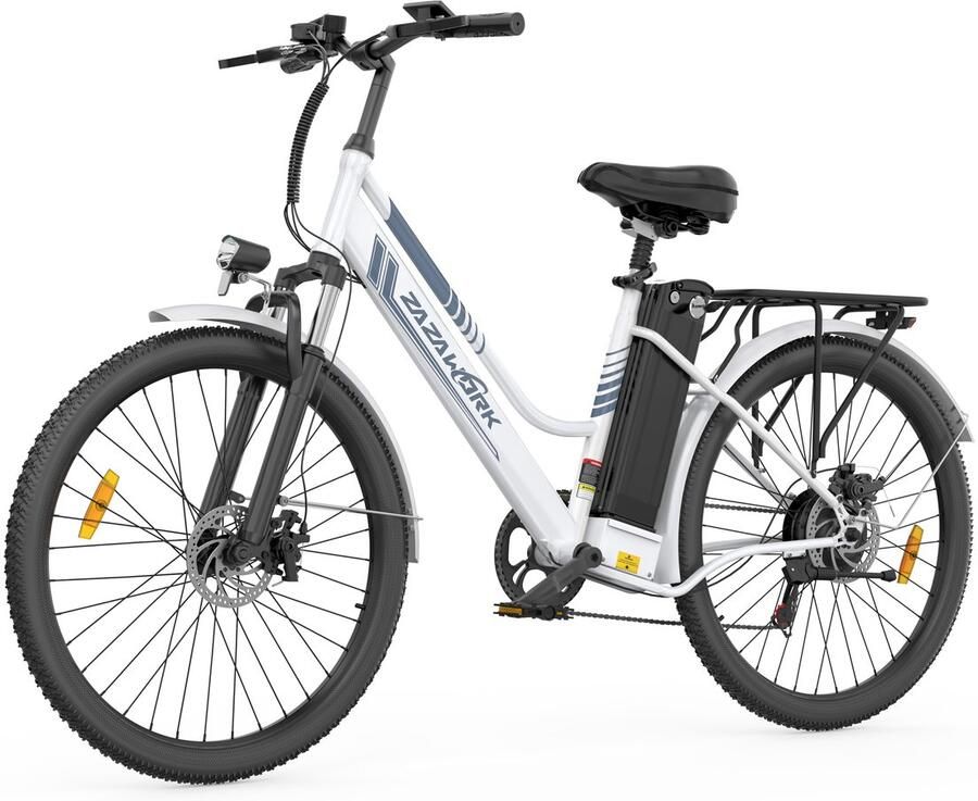 Zazawork C26 PRO Elektrische Stadsfiets 250W Motor – Actieradius 120 km – 26 Inch – Wit