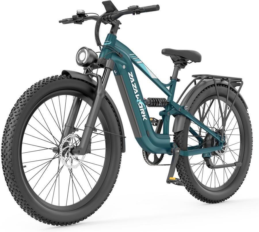 Zazawork CF500 Elektrische Fiets – 250W Motor – 48V 20Ah Batterij – 27 5×3 Inch Banden – Max. Snelheid 25 km h – Stad & Licht Offroad – Groen