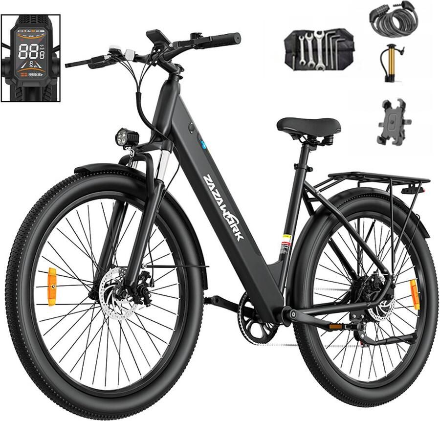 Zazawork C28 Elektrische Fiets 250W 35Nm Koppel 720Wh Accu (max 120km) mechanische schijfrem Shi o 7 Versnellingen 29 inch Zwart