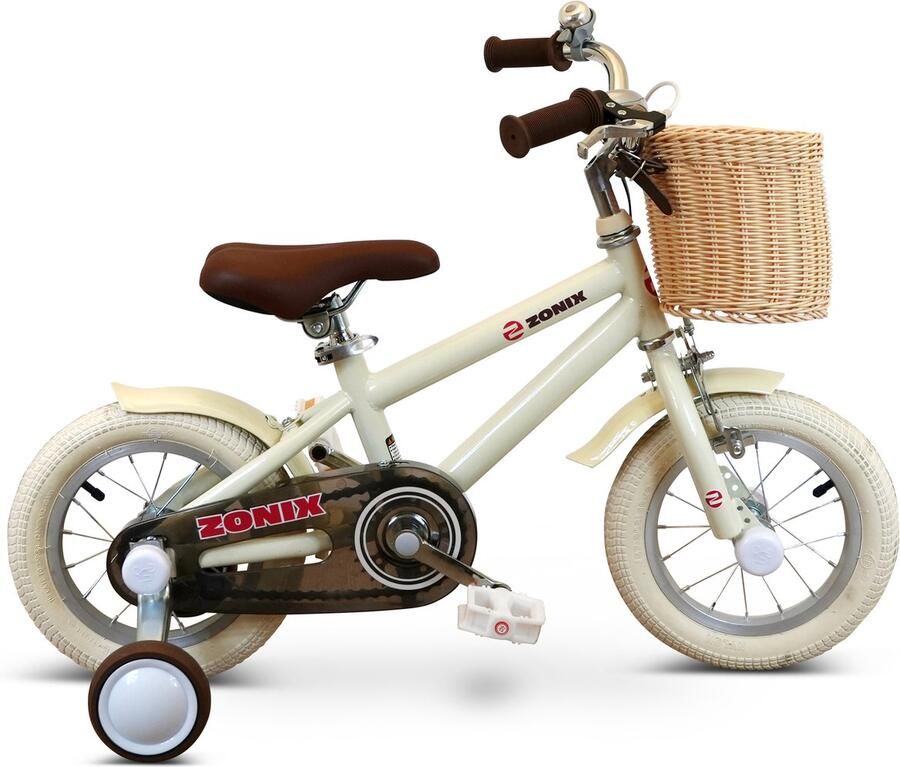 Zonix Kinderfiets 12 Inch Jongensfiets – Licht Beige Met Zijwieltjes Leeftijd 2-4 Jaar Kledingmaat 90-105