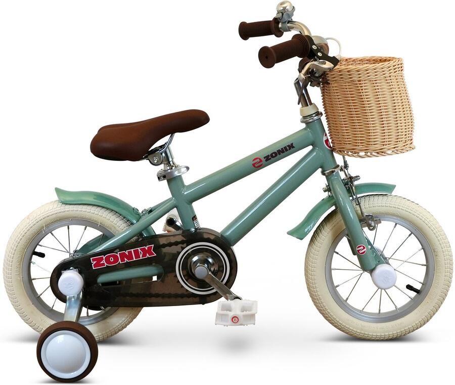 Zonix Kinderfiets 12 Inch Jongensfiets – Mintgroen Met Zijwieltjes Leeftijd 2-4 Jaar Kledingmaat 90-105