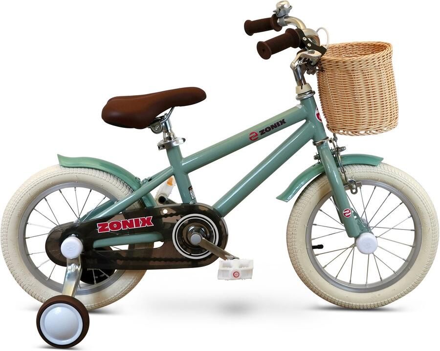 Zonix Kinderfiets 14 Inch Jongensfiets – Mintgroen Met Zijwieltjes Leeftijd 3-5 Jaar Kledingmaat 98-108