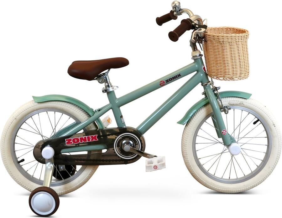 Zonix Kinderfiets 16 Inch Jongensfiets – Mintgroen Met Zijwieltjes Leeftijd 4-6 Jaar Kledingmaat 103-118