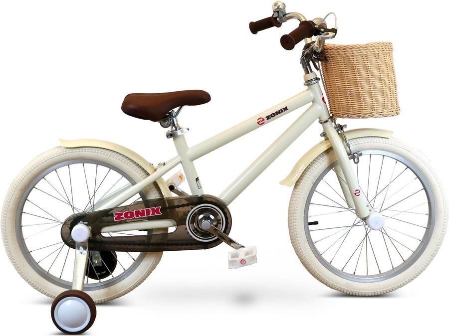 Zonix Kinderfiets 18 Inch Jongensfiets – Licht Beige Met Zijwieltjes Leeftijd 5-7 Jaar Kledingmaat 110-123