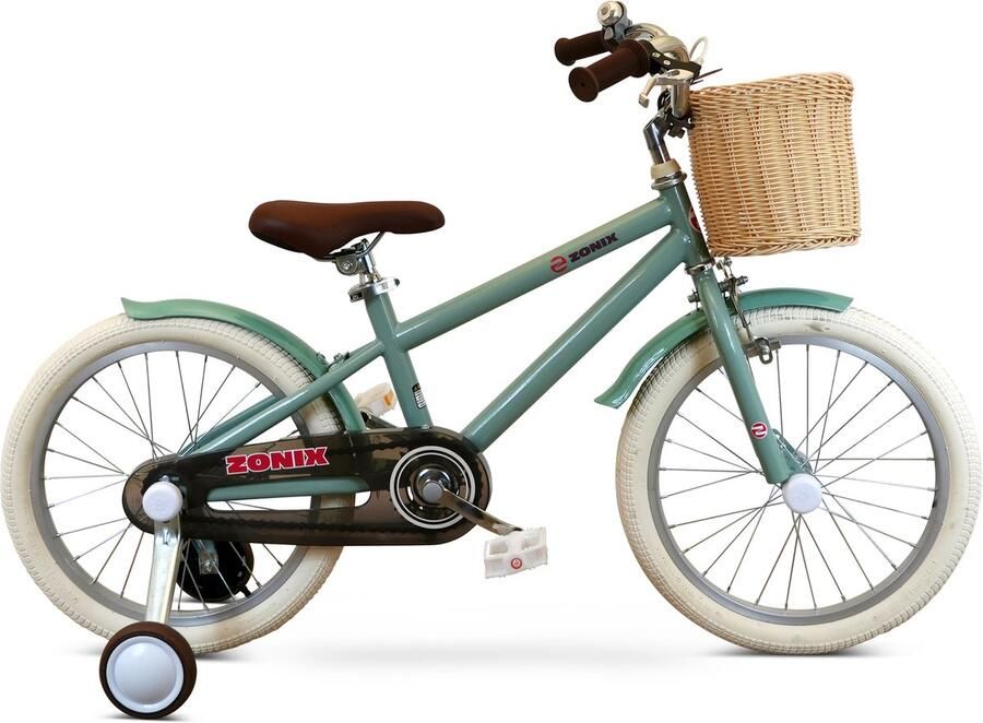 Zonix Kinderfiets 18 Inch Jongensfiets – Mintgroen Met Zijwieltjes Leeftijd 5-7 Jaar Kledingmaat 110-123
