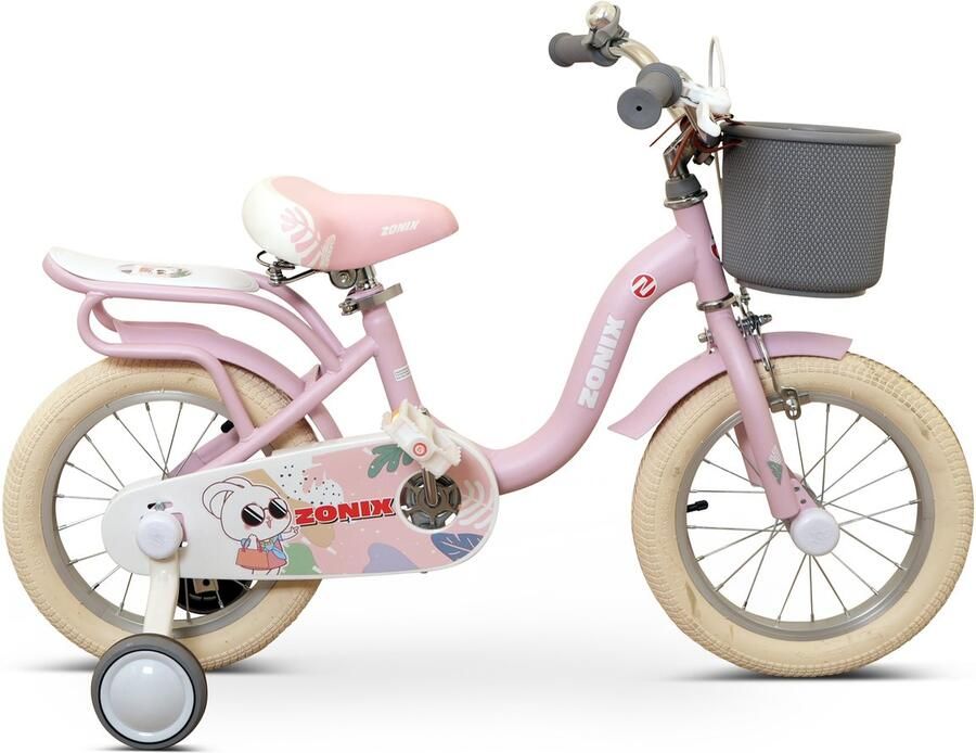 Zonix Meisjesfiets 14 Inch Roze Kinderfiets Met Zijwieltjes Voor Meisjes Van 3 Tm 5 Jaar Geschikt Voor Kledingmaat 98-108