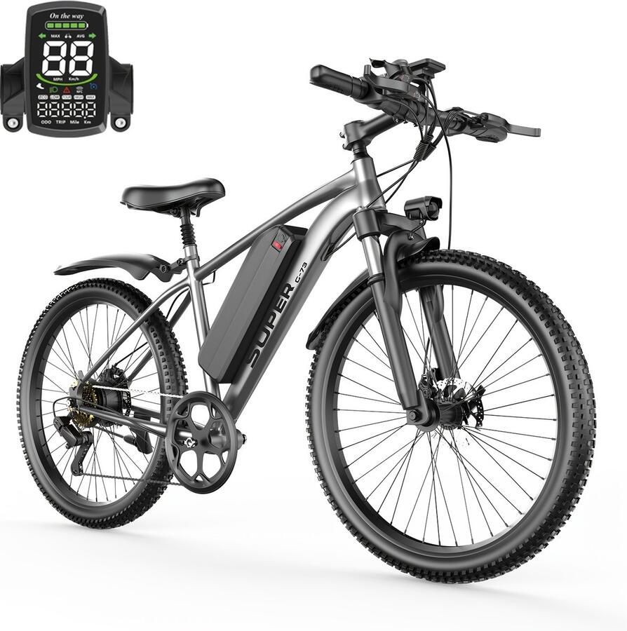 Zyronn G73 Elektrische Fiets – Fiets Voor Dagelijks Gebruik Uitgerust Met Een Motor Van 250 W Een Uitneembare 48 V 13 Ah-accu Een Topsnelheid Van 25 Km u En Een Versnellingssysteem Met 7 Versnellingen Geschikt Voor Mountainbiken En Korte Ritten