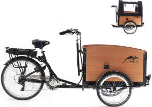 Cangoo Elektrische Bakfiets Tour Zwart-Naturel 51cm 470 Watt Zwart