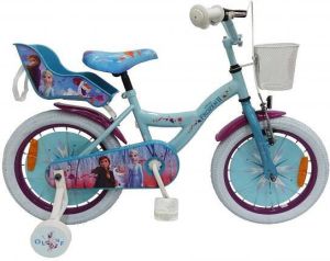 Volare Disney Frozen 2 Kinderfiets Meisjes 16 inch Blauw Paars Mandje voor en Poppenzitje achter 95%