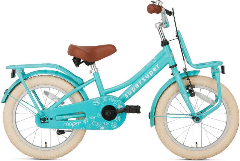 Supersuper Kinderfiets Cooper 16 inch Turquoise Blauw
