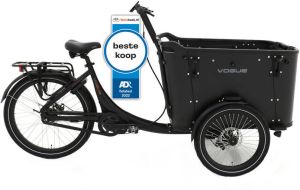 Vogue Elektrische bakfiets Superior 3 Deluxe Mat Zwart Zwart 540 Watt Zwart