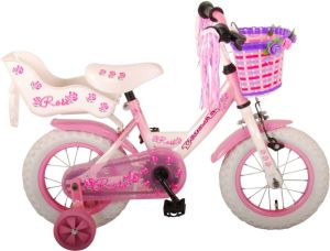 Volare Rose Kinderfiets 12 inch meisjes roze wit 95% afgemonteerd