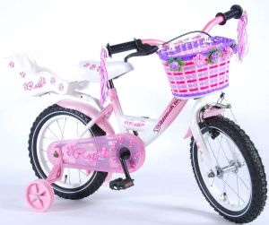 Volare Rose Kinderfiets Meisjes 14 inch Roze Wit 95% afgemonteerd