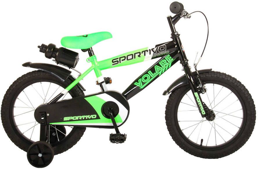 Volare Sportivo Kinderfiets Jongens 16 inch Neon Groen Zwart 95% afgemonteerd