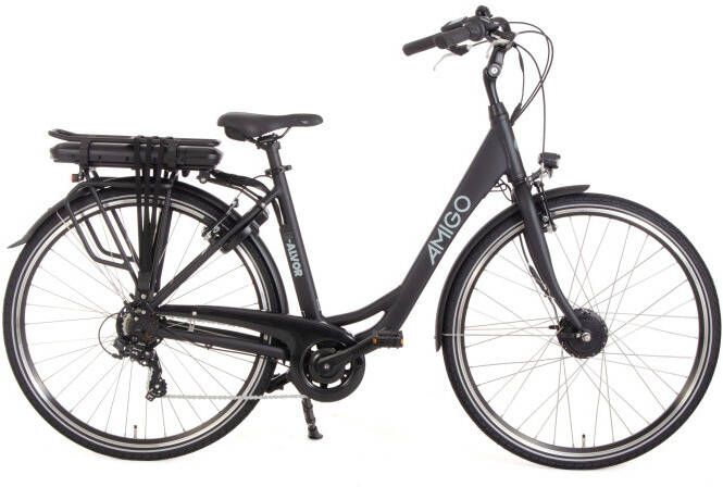 AMIGO E Alvor D1 28 Inch 50 cm Dames 7V V Brakes Matzwart