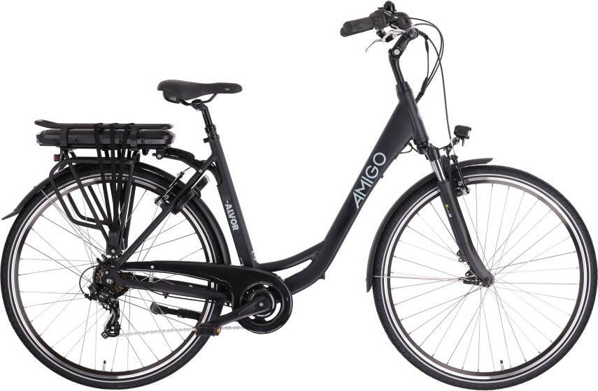AMIGO E Alvor D2 28 Inch 53 cm Dames 7V V Brakes Matzwart
