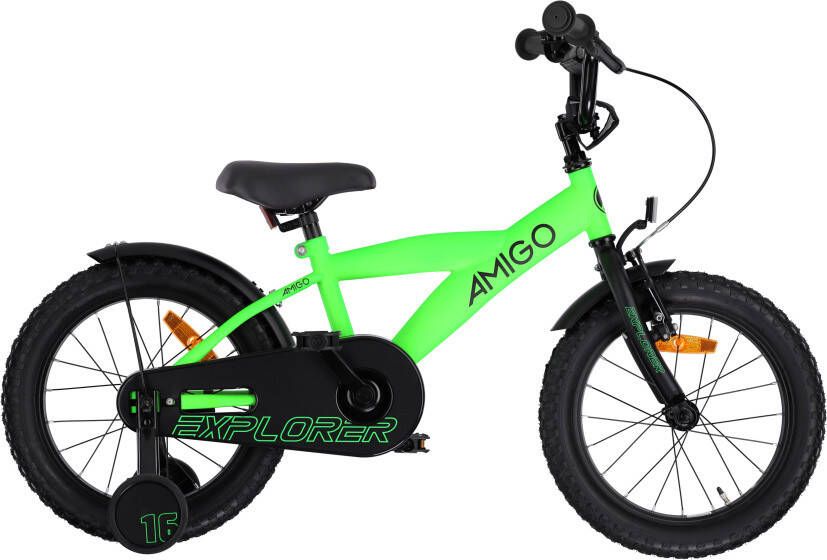 AMIGO Explorer 18 Inch Jongens Terugtraprem Groen Zwart