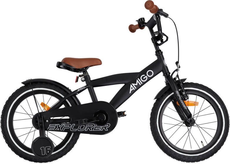 AMIGO Explorer 18 Inch Jongens Terugtraprem Zwart Wit