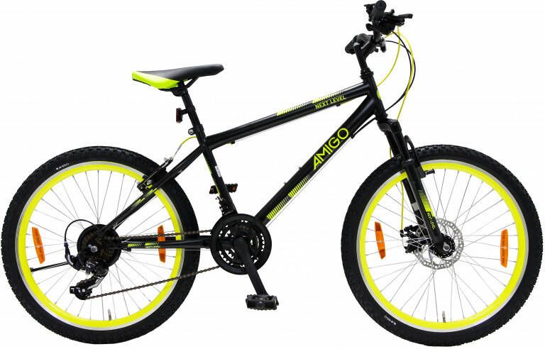 AMIGO Next Level 24 Inch 39 cm Junior 21V V Brakes Zwart Geel